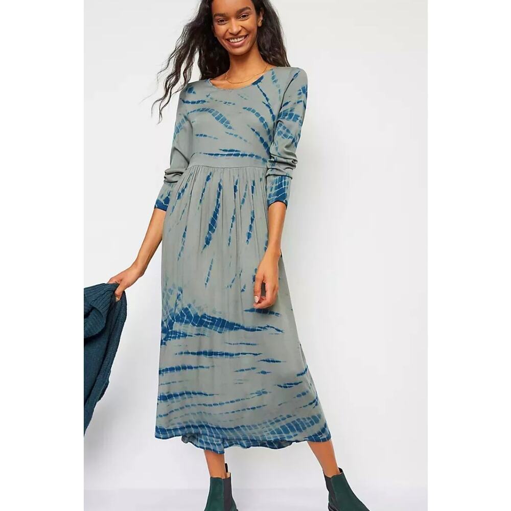 Anthropologie DOLAN Elska Tie Dye Maxi Dress Size Medium Moss Green Boho